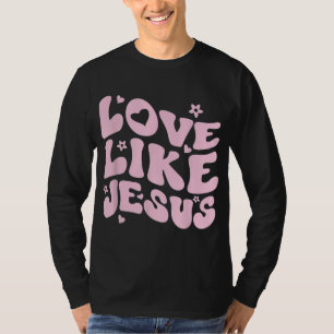Liefde als Jezus Positieve Katholieke Preppy Retro T-shirt