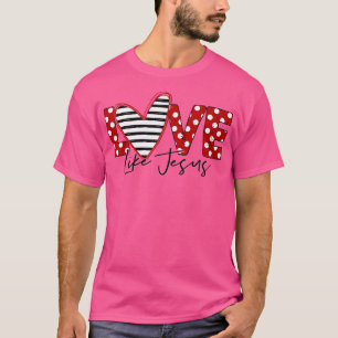 Liefde als Jezus Retro Red Heart Christelijke Vale T-shirt