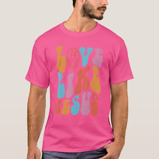 Liefde als Jezus Trending Face Retro T-shirt (Voorkant)