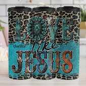 Liefde als Jezus Turquoise Patroon Thermosbeker