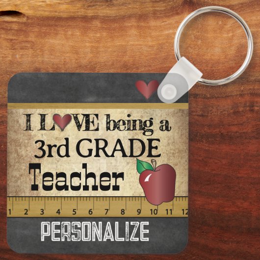 Liefde als leerkracht van de derde klas sleutelhanger (Achterkant)