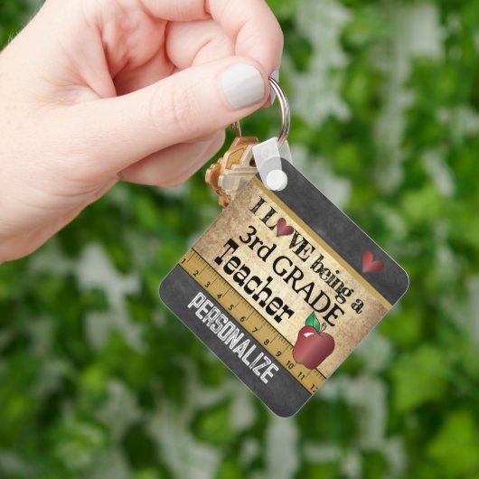 Liefde als leerkracht van de derde klas sleutelhanger (Hand)