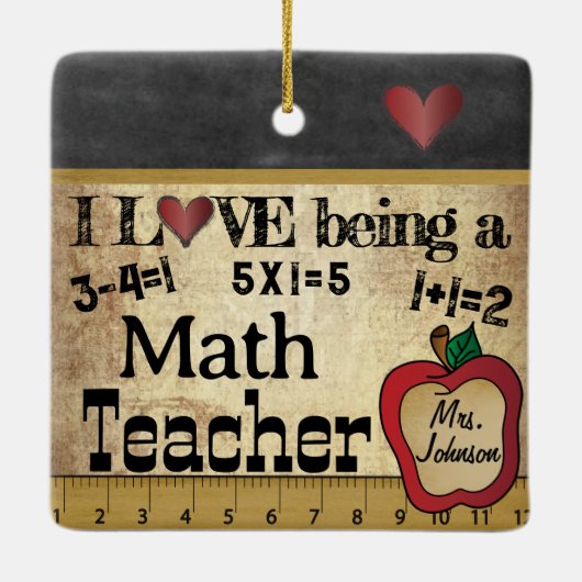 Liefde als leraar Wiskunde (Editable) Keramisch Ornament (Achterkant)