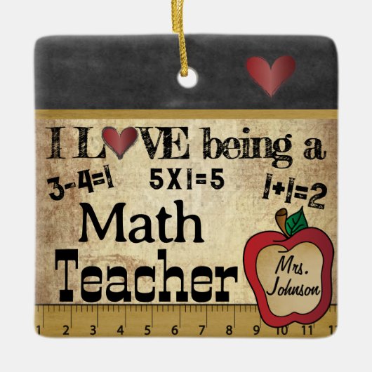 Liefde als leraar Wiskunde (Editable) Keramisch Ornament (Voorkant)