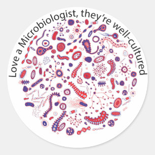 Liefde als microbioloog ronde sticker