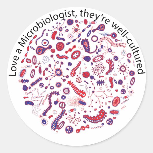 Liefde als microbioloog ronde sticker (Voorkant)