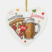 Liefde als pizza- en biertrouwparen keramisch ornament (Voorkant)