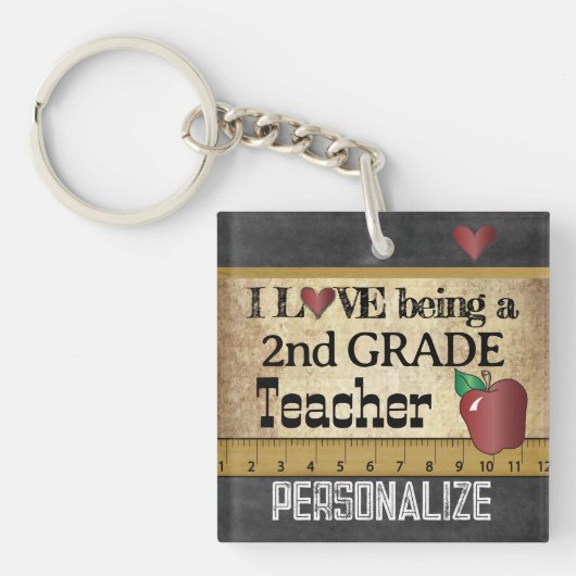 Liefde als tweede klas leraar sleutelhanger (Voorkant)