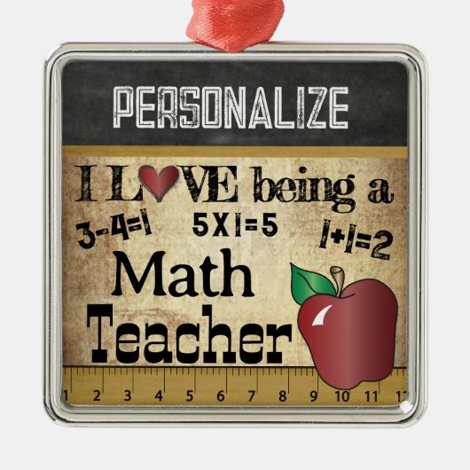 Liefde als Wiskunde leraar | VINTAGE Metalen Ornament (Voorkant)