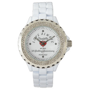 Liefde Altijd 1e bruiloft Jubileum Keepsake Watch Horloge