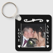 Liefde altijd 2 foto's voegen zwart-wit initiaal t sleutelhanger (Voorkant)
