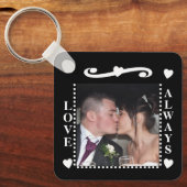 Liefde altijd 2 foto's voegen zwart-wit initiaal t sleutelhanger (Voorkant)
