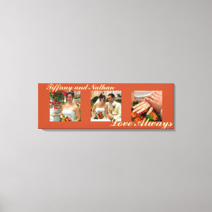 Liefde altijd aangepast driptyse foto rood canvas afdruk