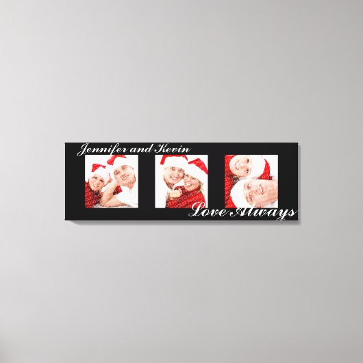 Liefde altijd aangepaste triptiek foto kunst zwart canvas afdruk (Voorkant)