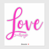 Liefde Altijd Heldere Roze Tekst met schattig hart Sticker (Vel)