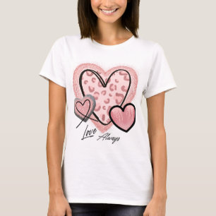 Liefde altijd roze glam harten met een mooie Valen T-shirt