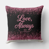 Liefde, Altijd Roze Glitter Zwarte Romantische Kussen (Achterkant)