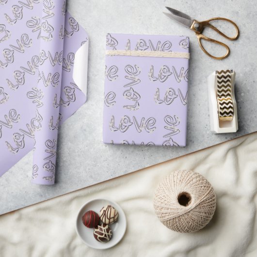 Liefde Amandelbloesems Op Lavendel Cadeaupapier (Crafts)