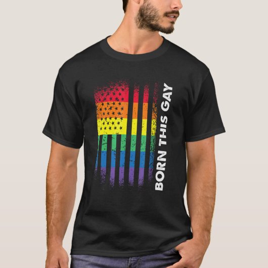 Liefde Amerika Vlag Regenboog Geboren Gay LGBTs LG T-shirt (Voorkant)