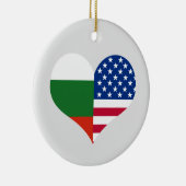 Liefde Amerikaanse/Amerikaanse en Bulgaarse vlag Keramisch Ornament (Rechts)