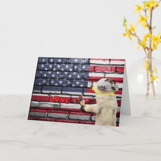 Liefde Amerikaanse graffiti-wandkunst. Kaart (Gele Bloem)