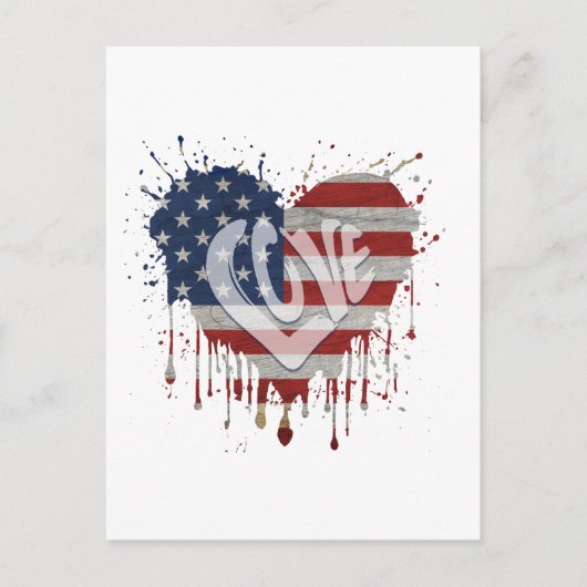 Liefde Amerikaanse vlag Briefkaart (Voorkant)