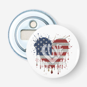 Liefde Amerikaanse vlag Button Flesopener