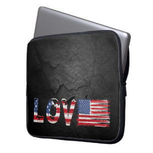 Liefde Amerikaanse vlag op Black Rock Laptop Sleeve