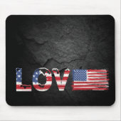 Liefde Amerikaanse vlag op Black Rock Muismat (Voorkant)