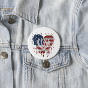 Liefde Amerikaanse vlag Ronde Button 7,6 Cm