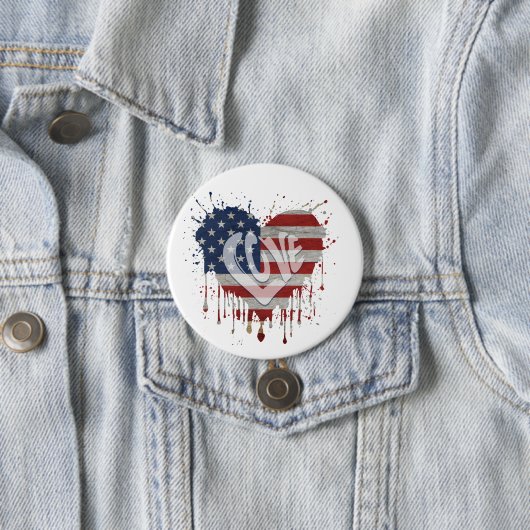 Liefde Amerikaanse vlag Ronde Button 7,6 Cm (In situ)