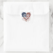 Liefde Amerikaanse vlag Vierkante Sticker (Tas)