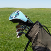 Liefde andermaal blauwe en witte stippen golfheadcover (Insitu)