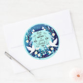 Liefde andermaal blauwe en witte stippen ronde sticker (Envelop)
