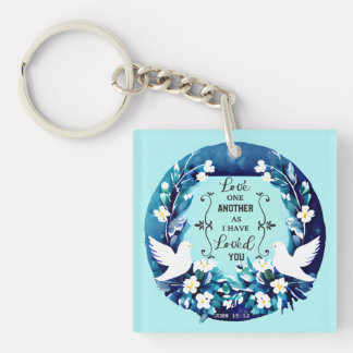 Liefde andermaal blauwe en witte stippen sleutelhanger