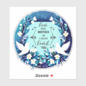 Liefde andermaal blauwe en witte stippen sticker (Vel)