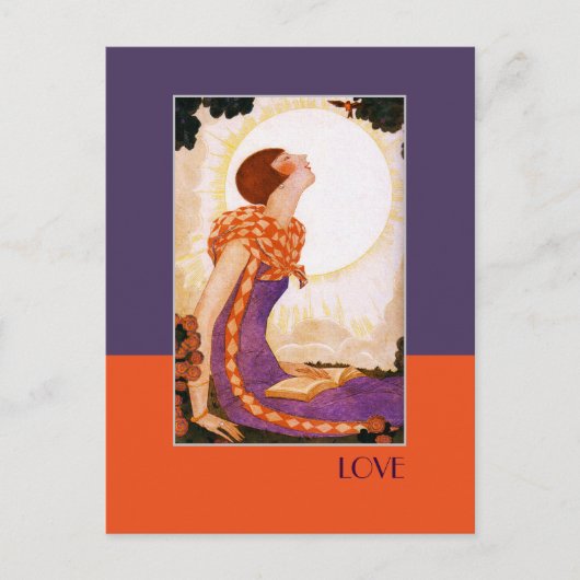 Liefde. Art Deco Valentijnsdag Briefkaarten (Voorkant)