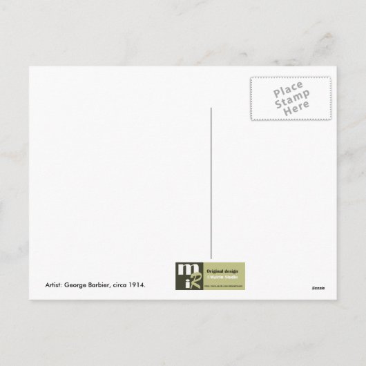 Liefde. Art Deco Valentijnsdag Briefkaarten (Achterkant)