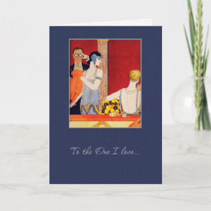 Liefde. Art Deco-Valentijnsdag Feestdagen Kaart