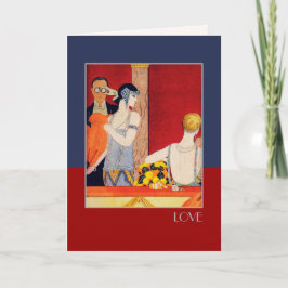 Liefde. Art Deco-Valentijnsdag Feestdagen Kaart