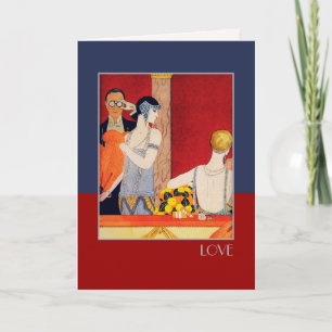 Liefde. Art Deco-Valentijnsdag Feestdagen Kaart