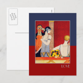 Liefde. Art Deco-Valentijnsdag Feestdagenkaart