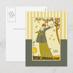 Liefde. Art Deco-Valentijnsdag Feestdagenkaart