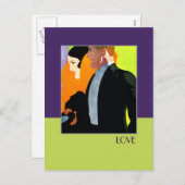 Liefde. Art Deco-Valentijnsdag Feestdagenkaart (Voorkant / Achterkant)