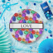 Liefde Artsy Kleurrijke Waterverf Bloemen Papieren Bordje (Feest)