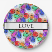 Liefde Artsy Kleurrijke Waterverf Bloemen Papieren Bordje (Voorkant)