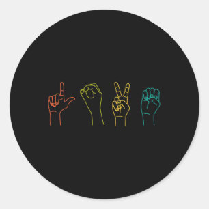 Liefde Asl Gebarentaal Alfabet Valentijnsdag Gif Ronde Sticker