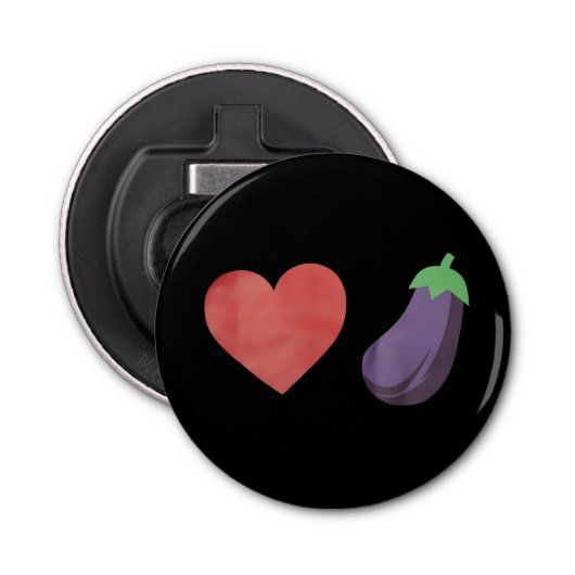 Liefde Aubergine Grappig Gay LGBTQ Pride Button Flesopener (Voorkant)