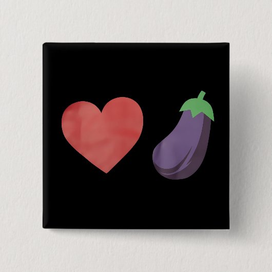 Liefde Aubergine Grappig Gay LGBTQ Pride Vierkante Button 5,1 Cm (Voorkant)