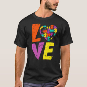 Liefde Autisme Bewustzijn Hart Puzzel Familie Matc T-shirt